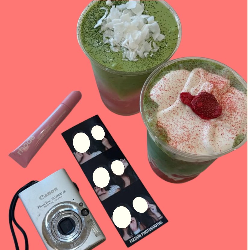 Matcha drinks, an Eadem lip balm, and a photo strip at the photobooth