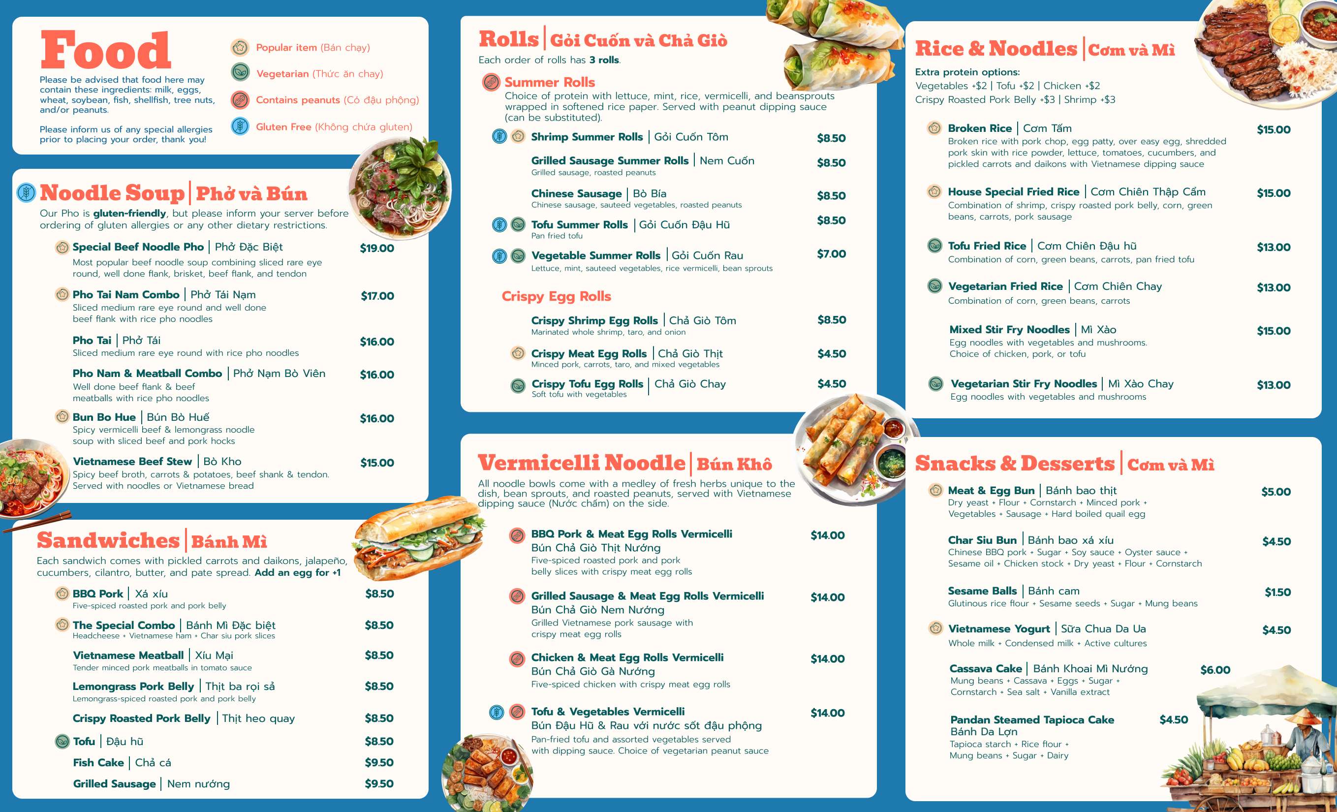 B&N takeout menu food