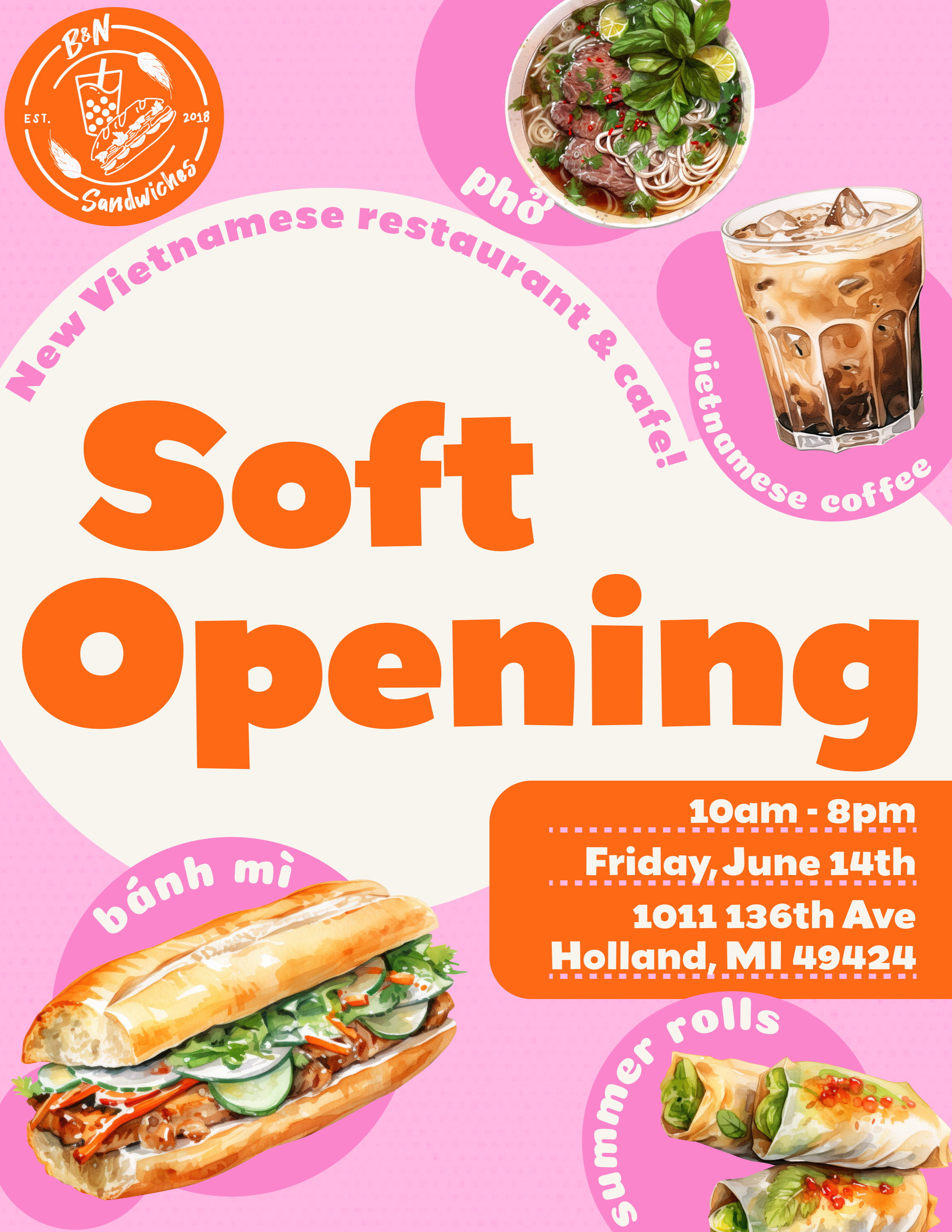 B&N Sandwiches soft opening poster