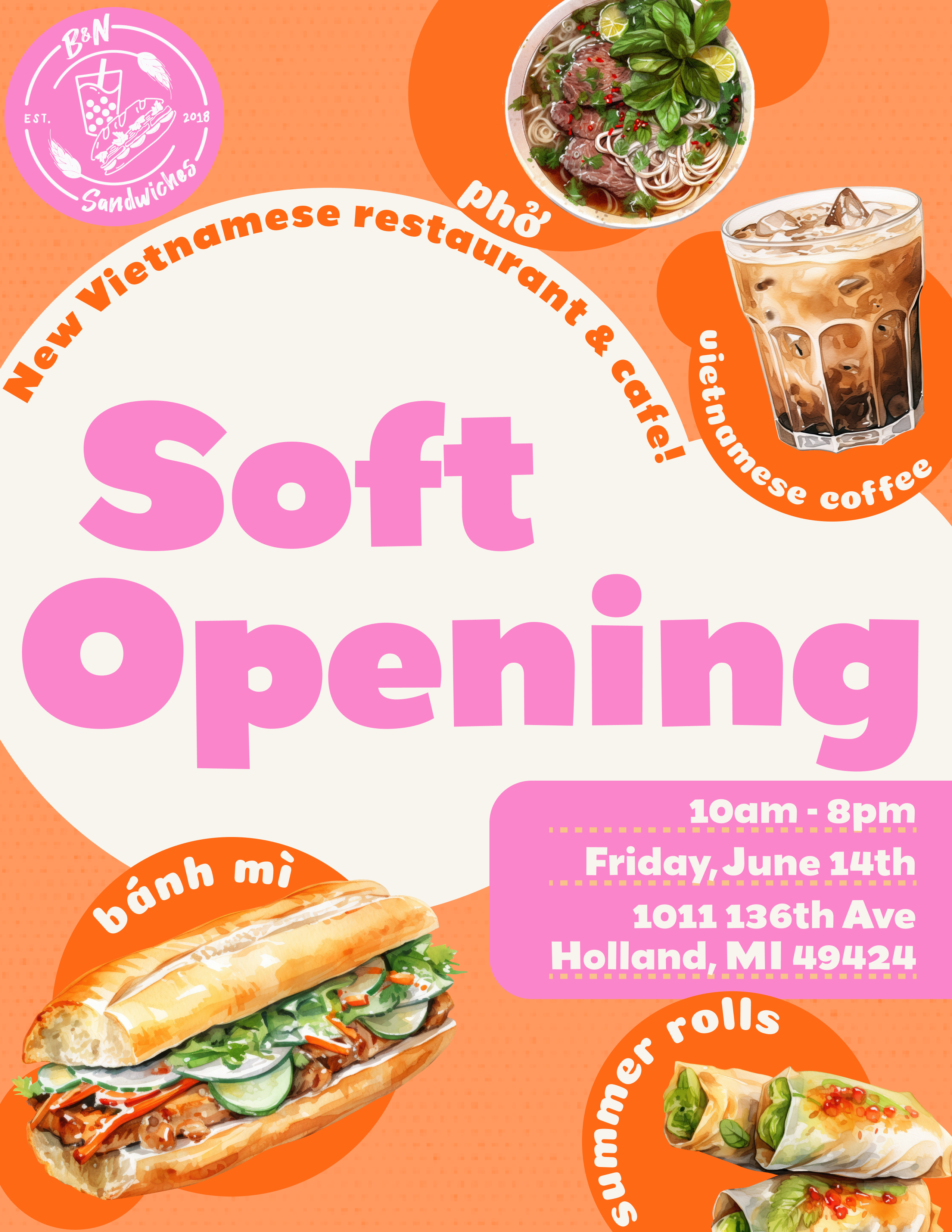 Soft Opening poster English orange