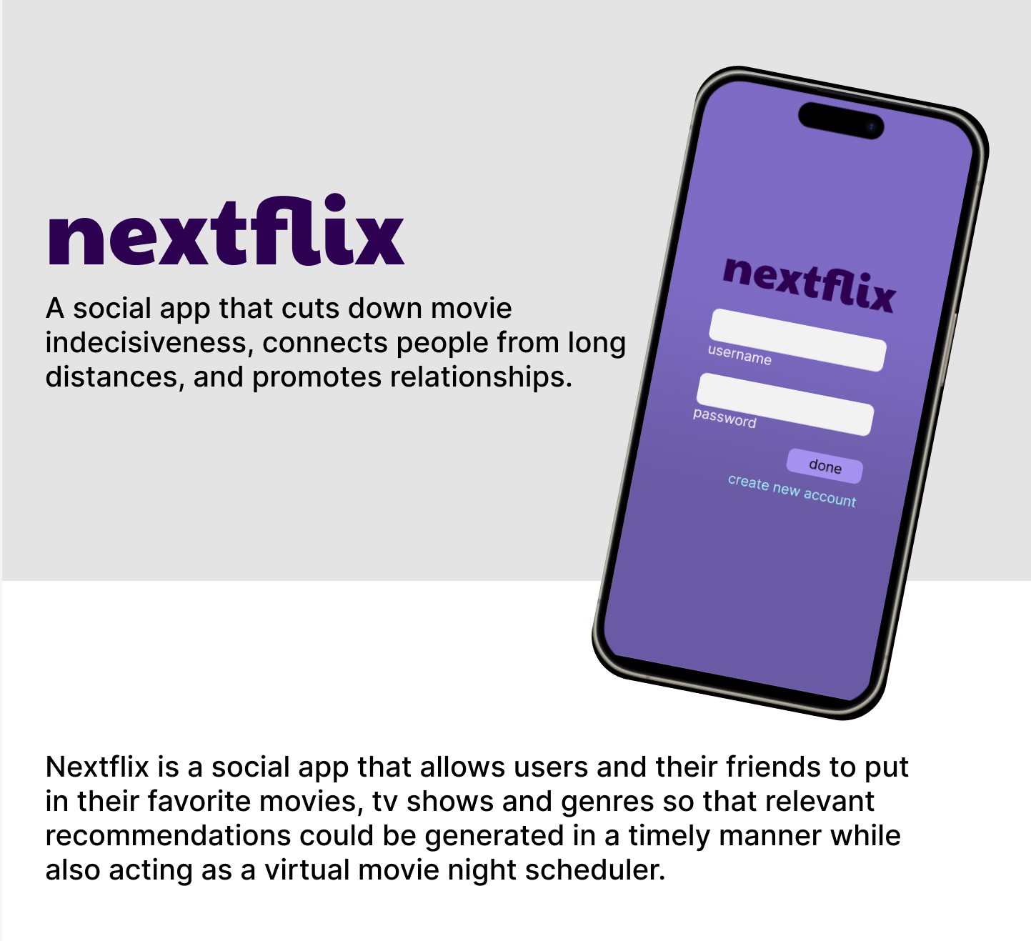 Nextflix app — login screen on iPhone mockup