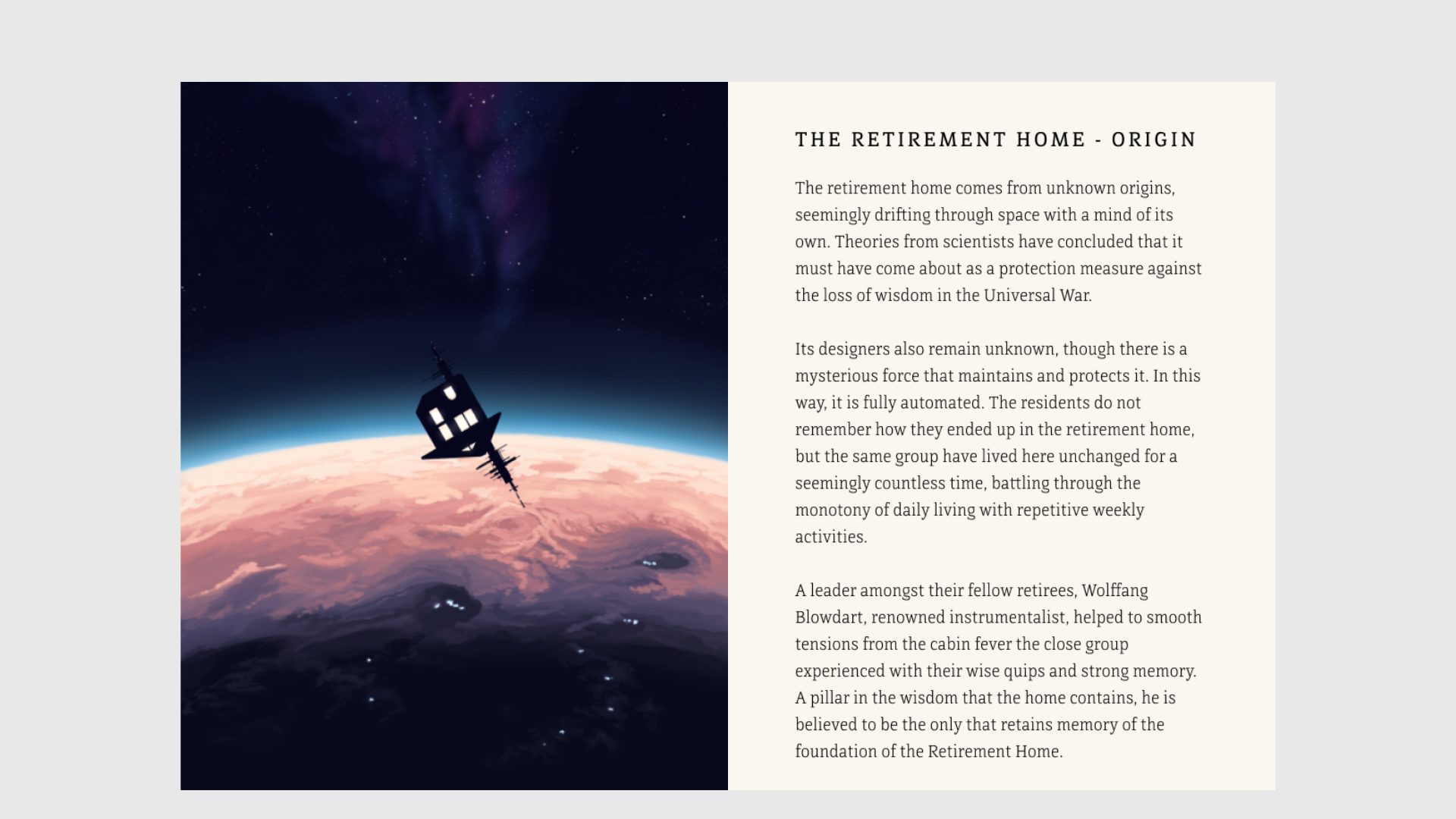 The Retirement Home origin entry