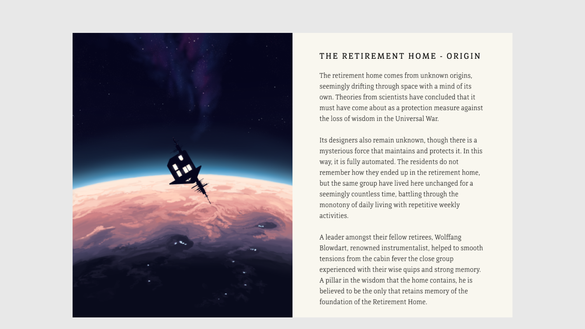 The Retirement Home origin entry