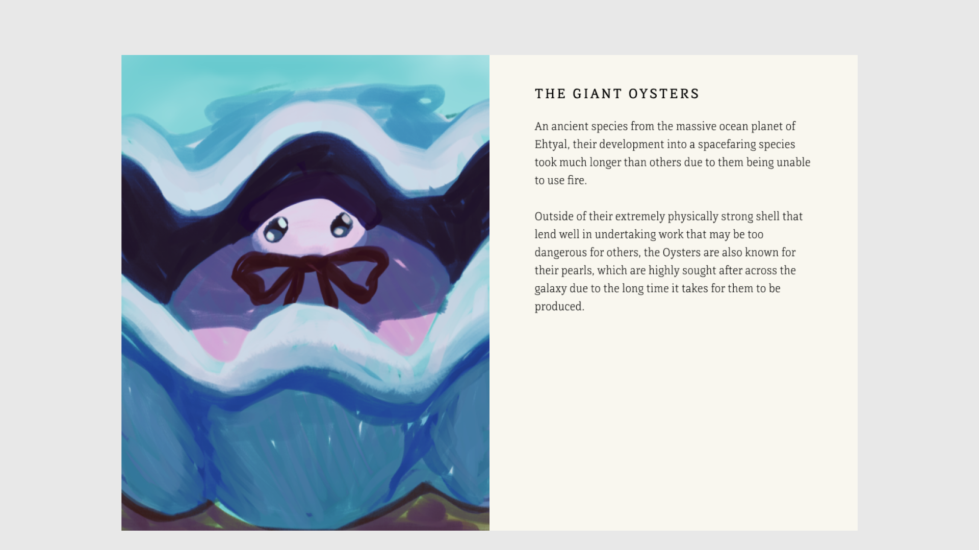 The Giant Oysters entry