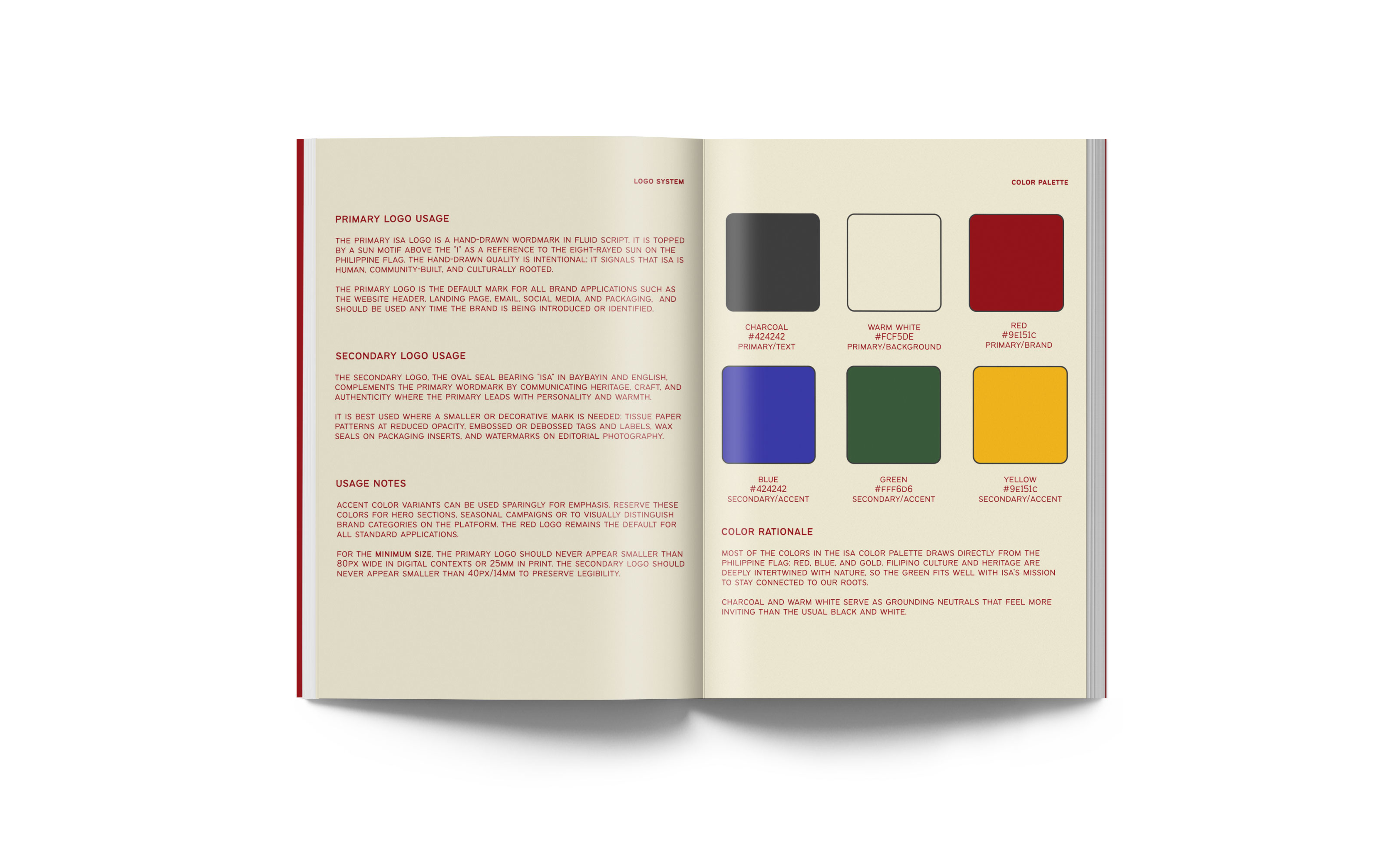 ISA logo usage guidelines and color palette