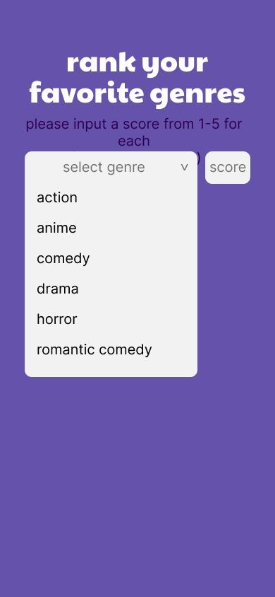 Nextflix genre ranking screen