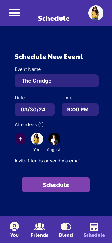 Nextflix new event with attendees