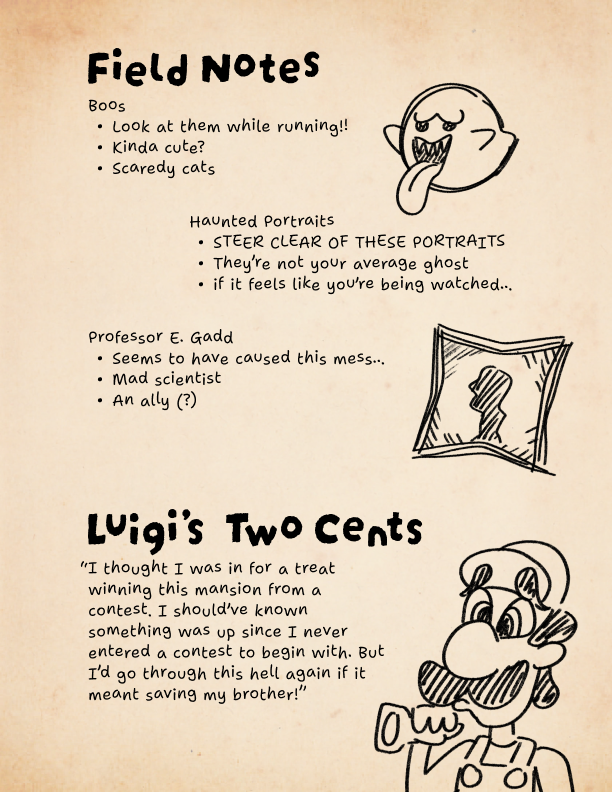 Luigi's Mansion field notes