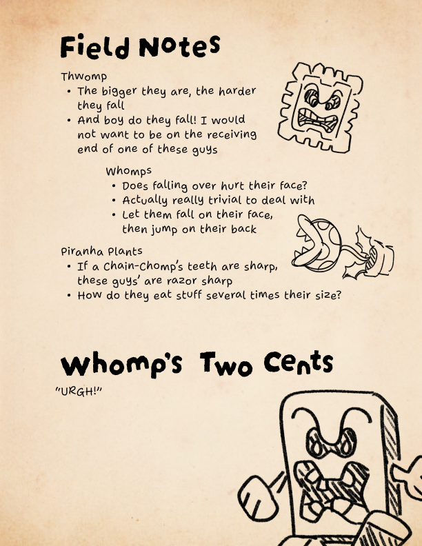 Whomp's Fortress field notes